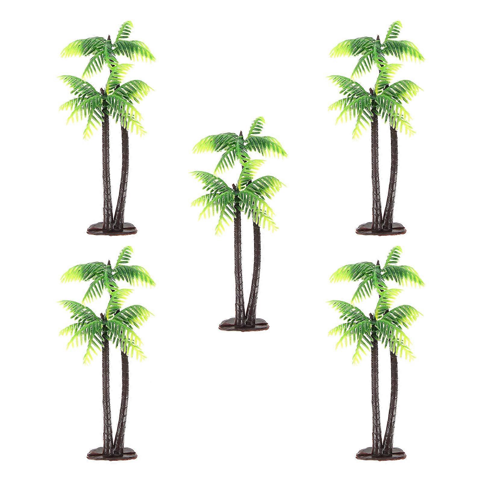Model Trees Plastic Coconut Trees for Decor Use 5Pcs Miniature Set
