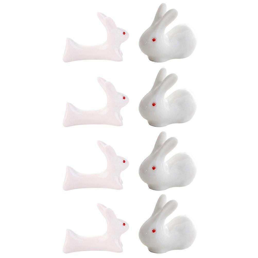 Ceramic Rabbit Chopstick Rest for Home Dining 8Pcs Assorted Color Pieces