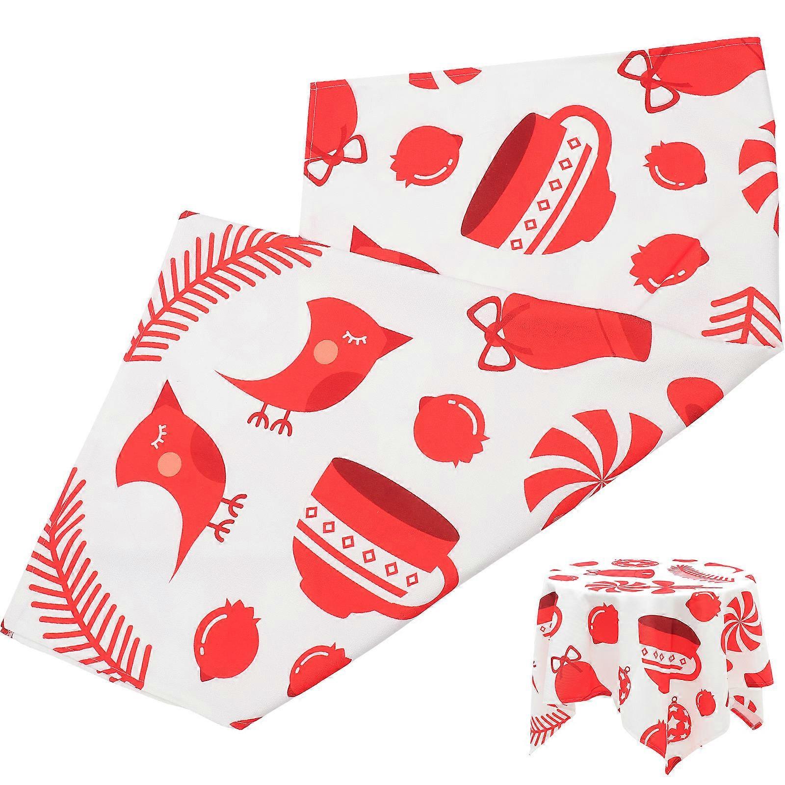 Round Tablecloth Ornament for Family Dinner Rustic Style Foldable 1Pack