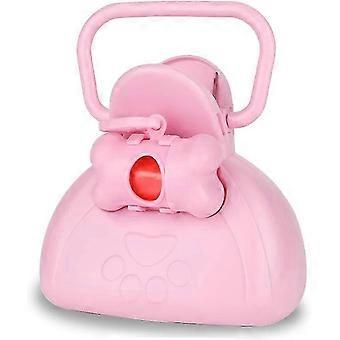 Bærbar spade for kjæledyrbæsj med kjeve, hygienisk hundebæsjrenser, spade for rengjøring av hundebæsj med spadepose (rosa)