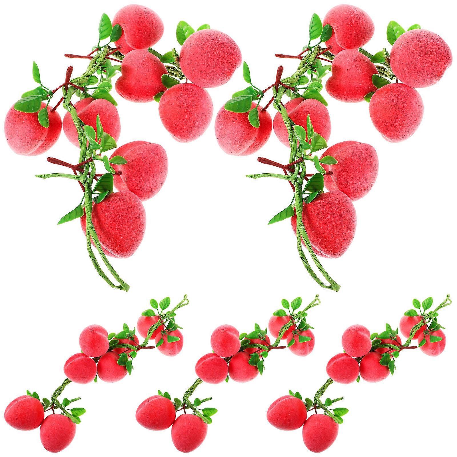 Artificial Peach Pendant for Decor 5Pcs Lifelike Fruit Display Model