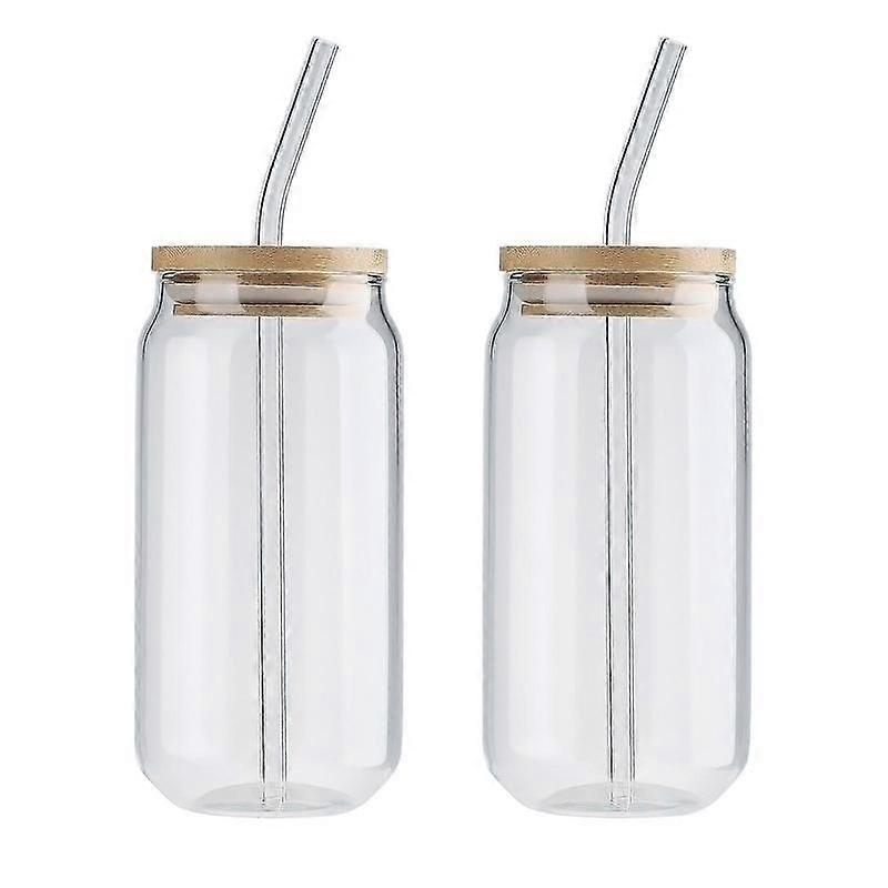 återanvändbara dricksmuggar 2 st med sugrör i glas
