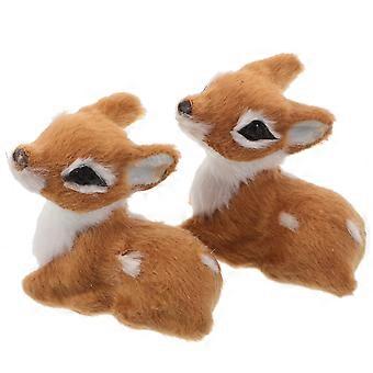 2pcs Christmas Reindeer: Small Christmas Deer Figurines Realistic Plush Reindeer Decorations Holiday Tabletop Centerpiece for Home  Fireplace Mantle P