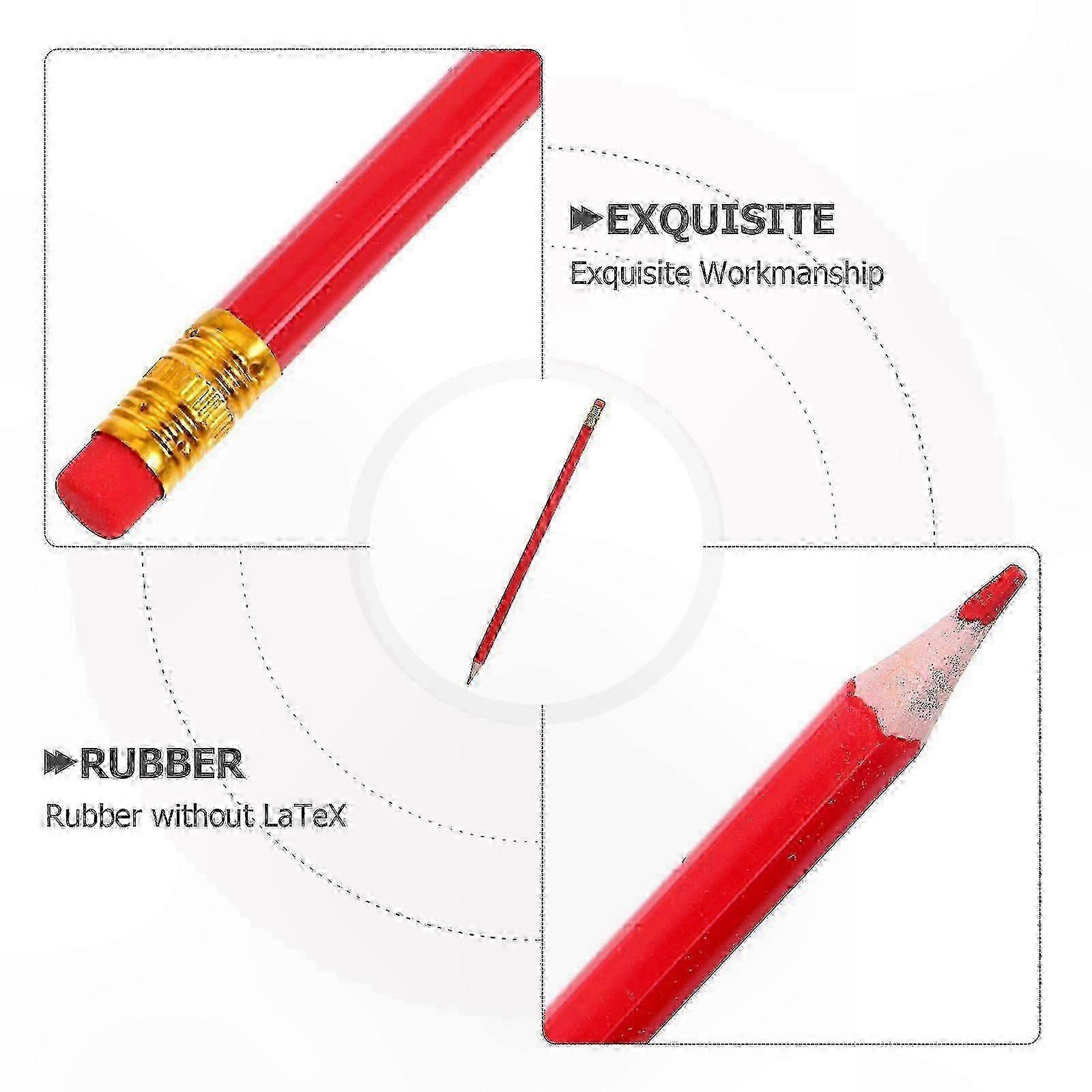 12 Pack Pre-Sharpened Red Erasable Pencils compatible Drafting, Map Coloring, Testing, and Correction with Built-In Erasers