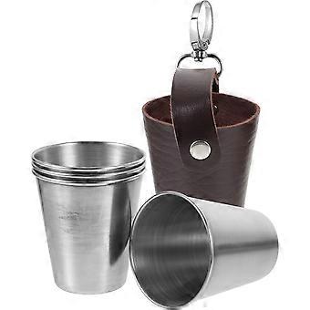 Vasos de acero inoxidable para acampar, ideales para beber vino (1 juego con funda de transporte).