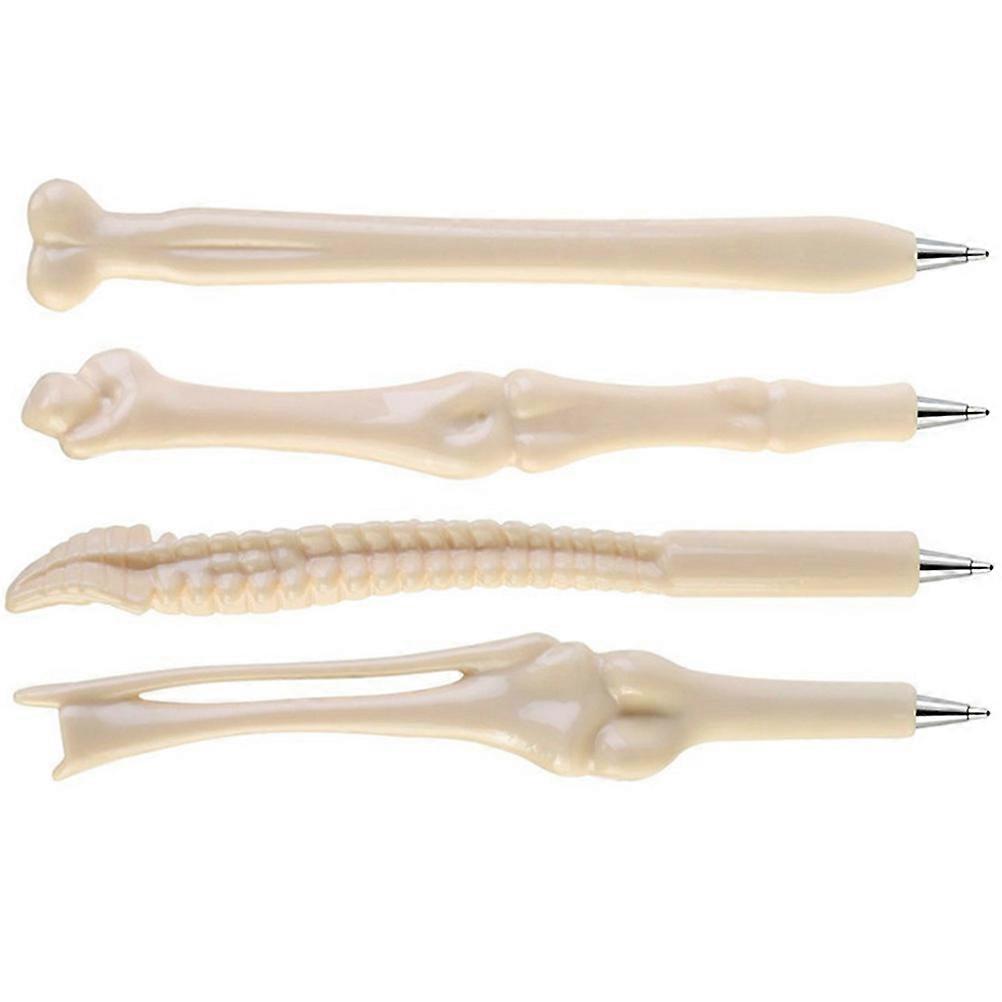 Bone Shape Ballpoint Pen for Writing 4Pcs Beige Creative Plastic Pens