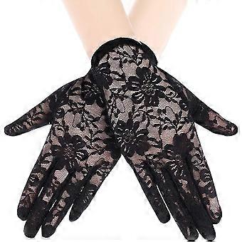 Women's Lace Short Gloves, Courtesy Floral Gloves Evening Wrist Length Opera