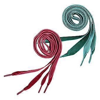 2 paar 1,6 cm brede platte schoenveters (groen 80 cm + donkerrood 80 cm)