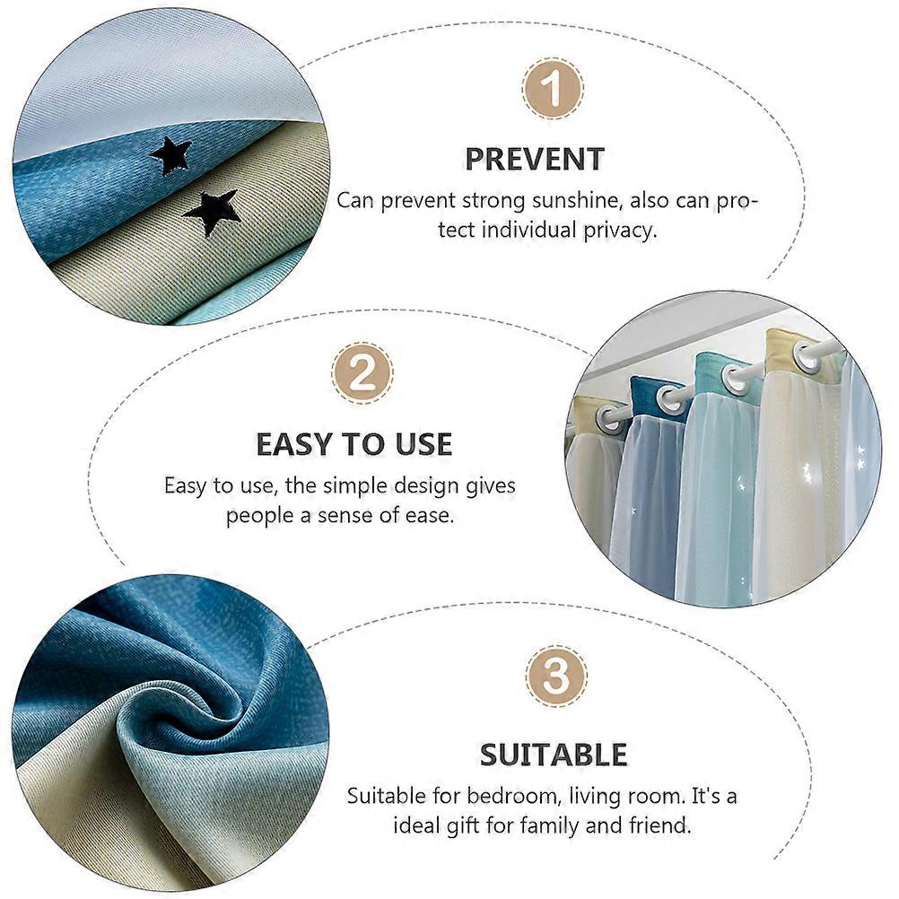 2Pcs Blue Gradient Double-Layer Window Curtains for Room Shading