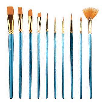10Pcs Blue Nylon Hair Drawing Brush Art Painting Set Tool