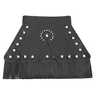 Fringed Leather Universal Motorcycle Front Fender Flap Mudguard Cover (Black)