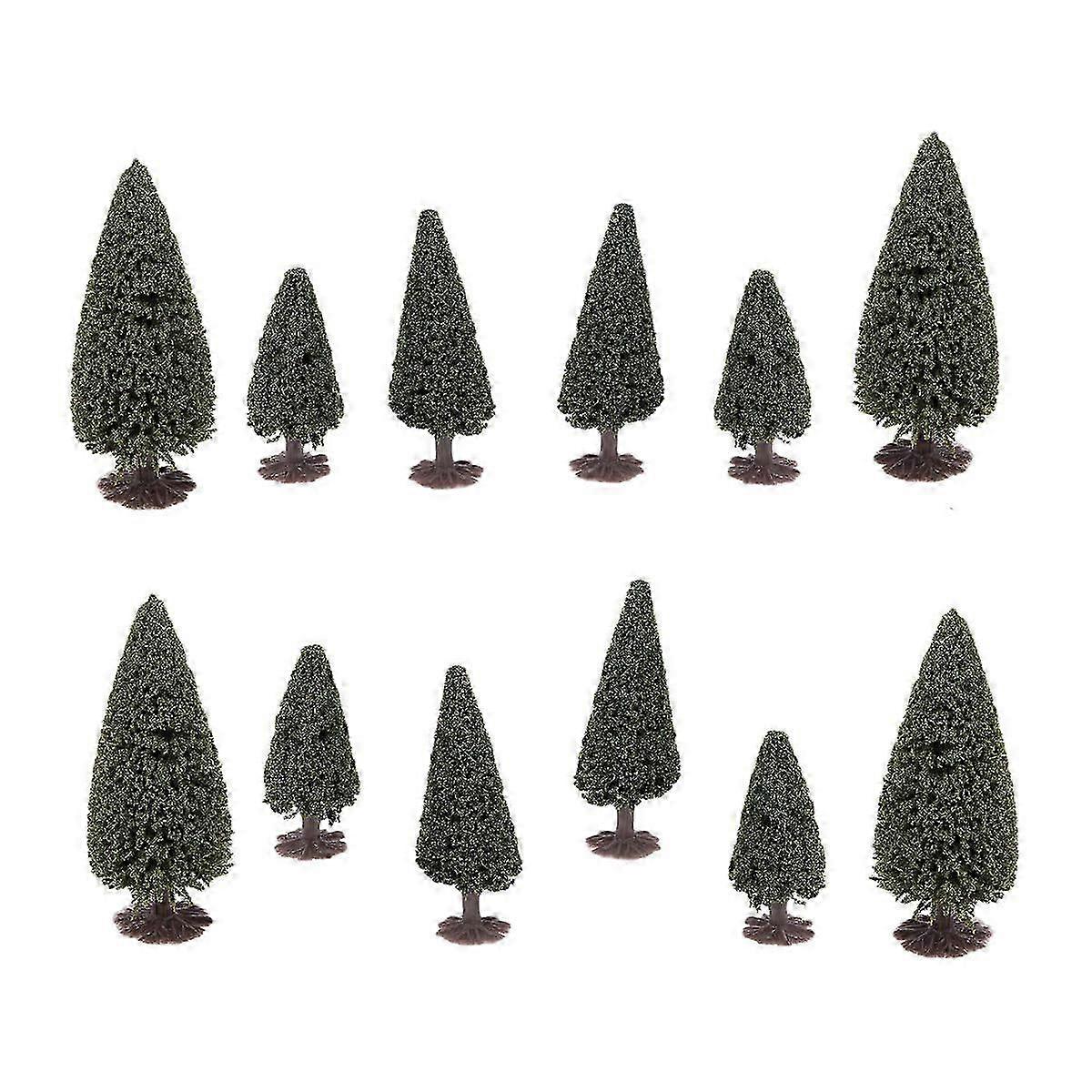 Green Model Trees for Landscape Decoration, Wire and Sponge, 15 Pack, Mixed Scale 1:100, 1:150, 1:200