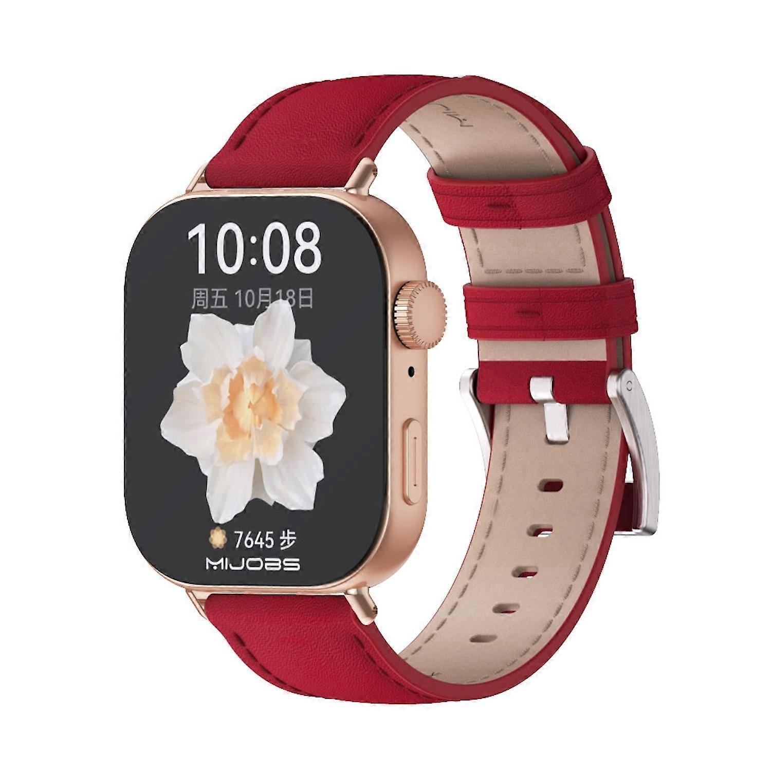 Leather Smartwatch Band for Huawei Watch Fit 5 4 / Fit 5 4 Pro 3, Red Rose Gold