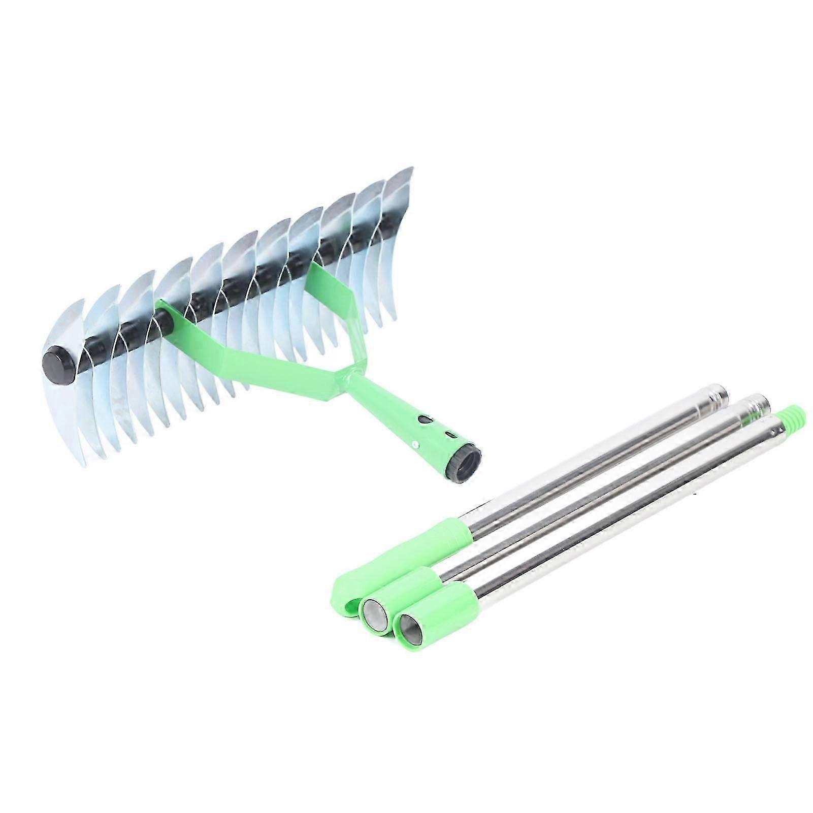 Thatch Rake Stainless Steel Lawn Dethatcher for Clearing Dead Grass 3 Sections