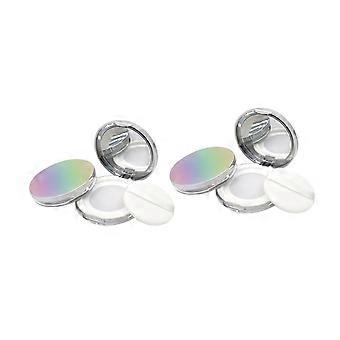 2pcs Makeup Powder Container with Puff, Leak-Proof Travel Box, Durable ABS Organizer