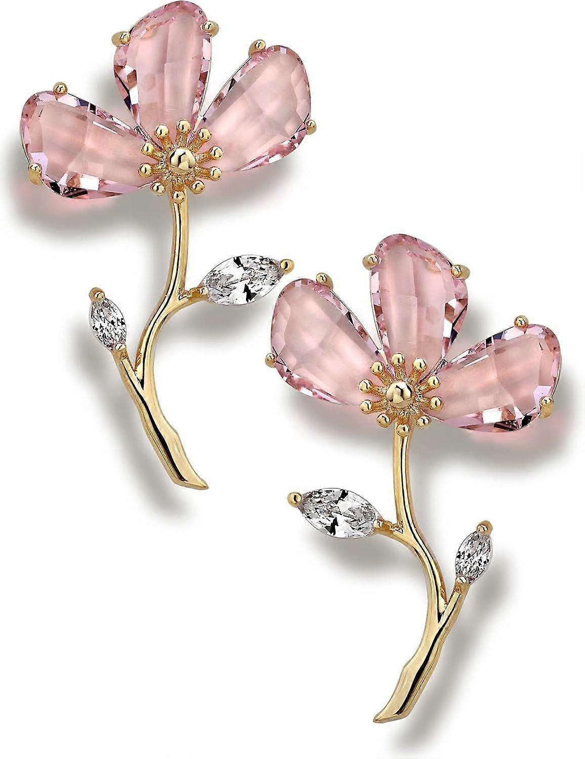 Women's Created Crystal Clear Flower Statement Drop Dangle Earrings