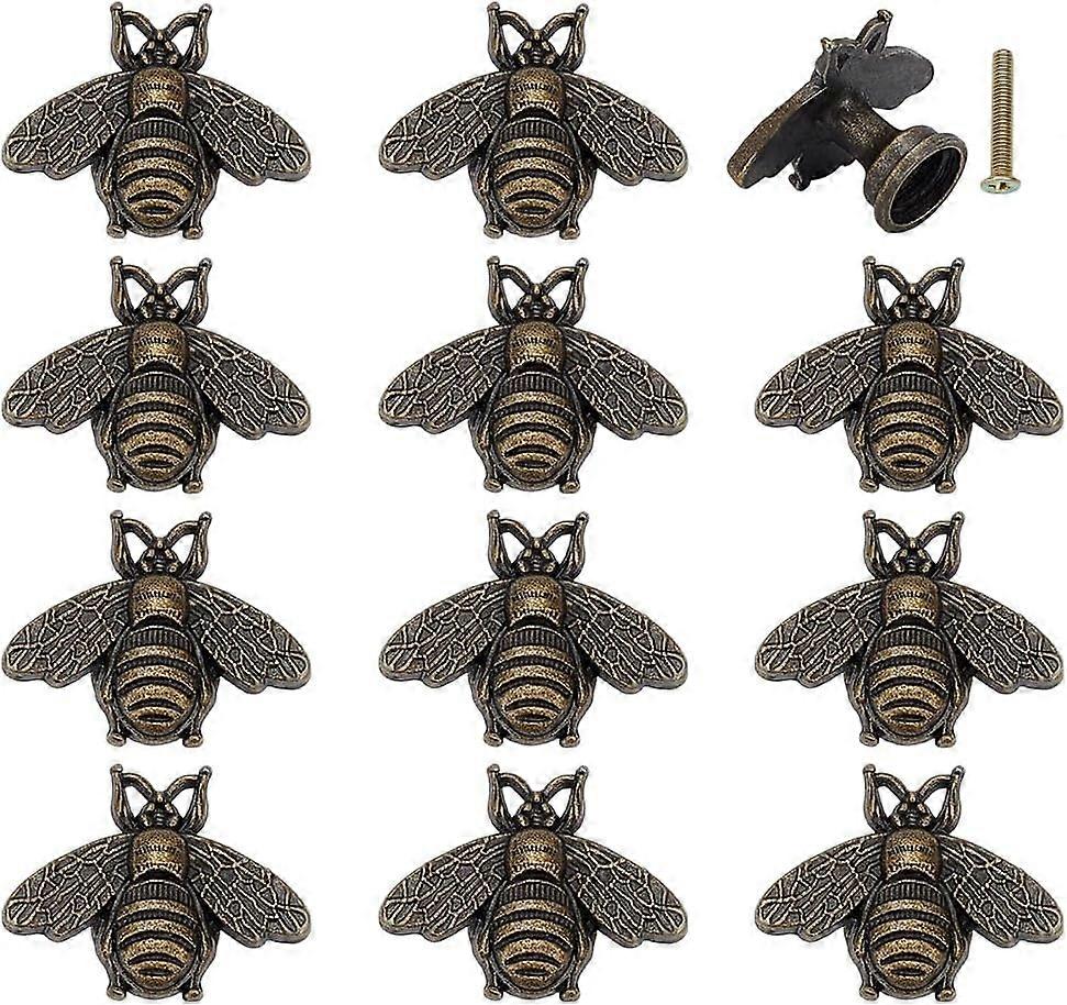 12 Sets Bee Cabinet Knobs Vintage Drawer Knobs Bee Shape Hardware Knob Animal Drawer Pulls Decorative Alloy Cabinet Handles Knob