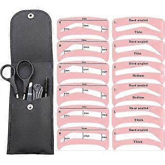 GWAWG Eyebrow Shaper Kit 5PCS Trimmer Cutter Moustache Eye Brow Scissors Tweezers Razor Comb Stencil Professional Tools for Precise Shaping Trimming f
