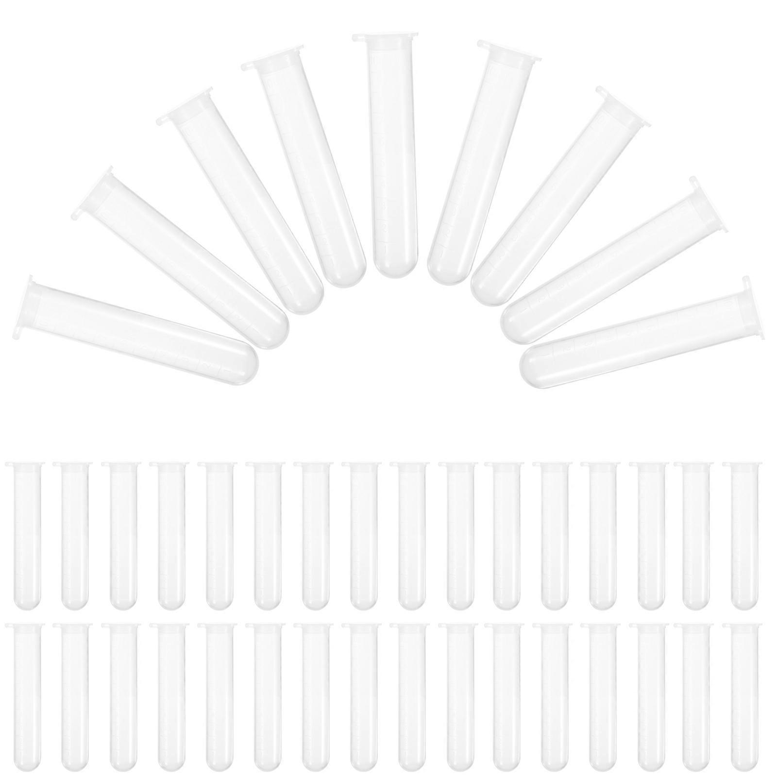 50pcs Test Tubes Sample Testing Tubes Liquids Storage Vials Plastic Testing Tubes with Lid(10ml)