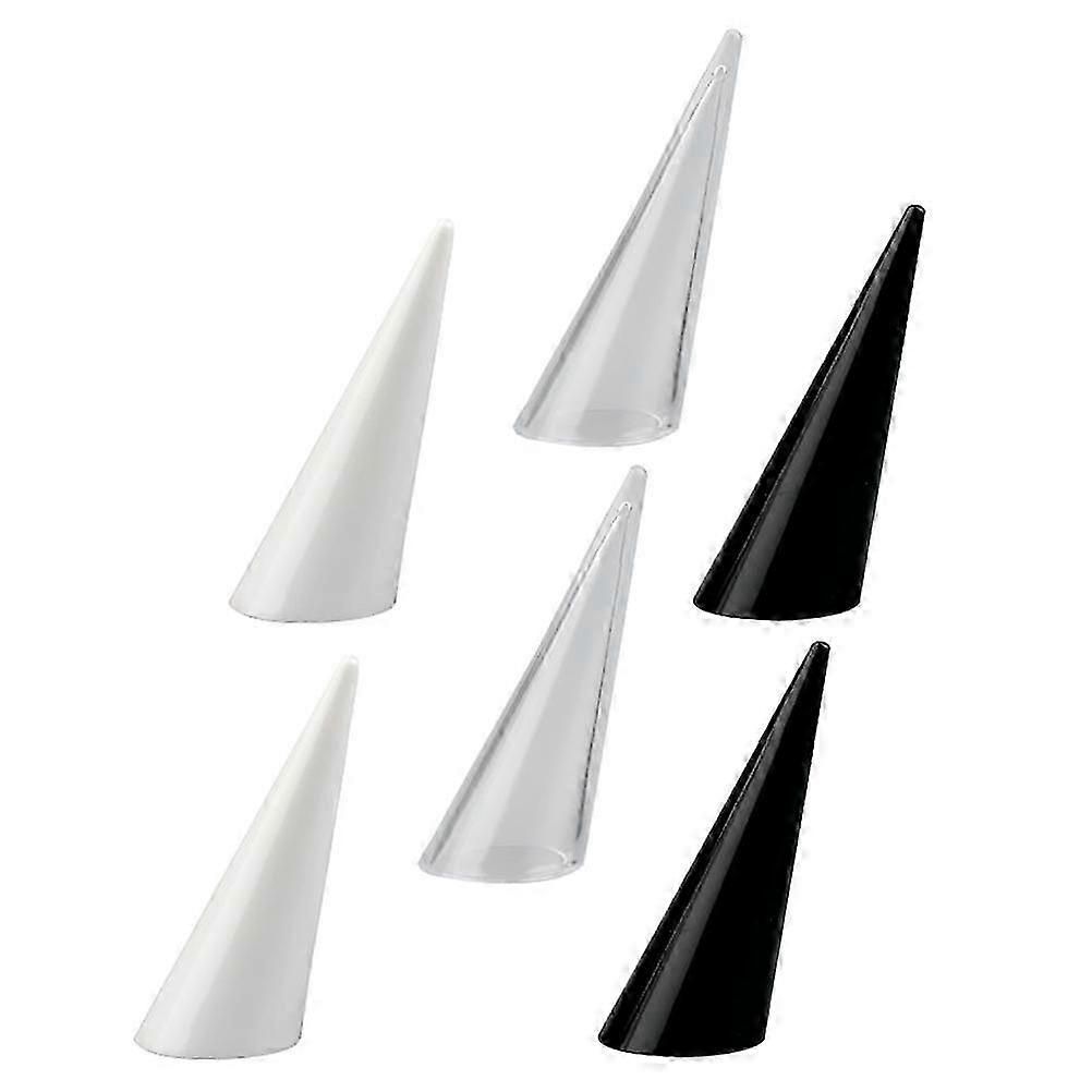 6pcs Finger Ring Display Racks Cone Shape Ring Holders Chic Ring Stands (Assorted Color)