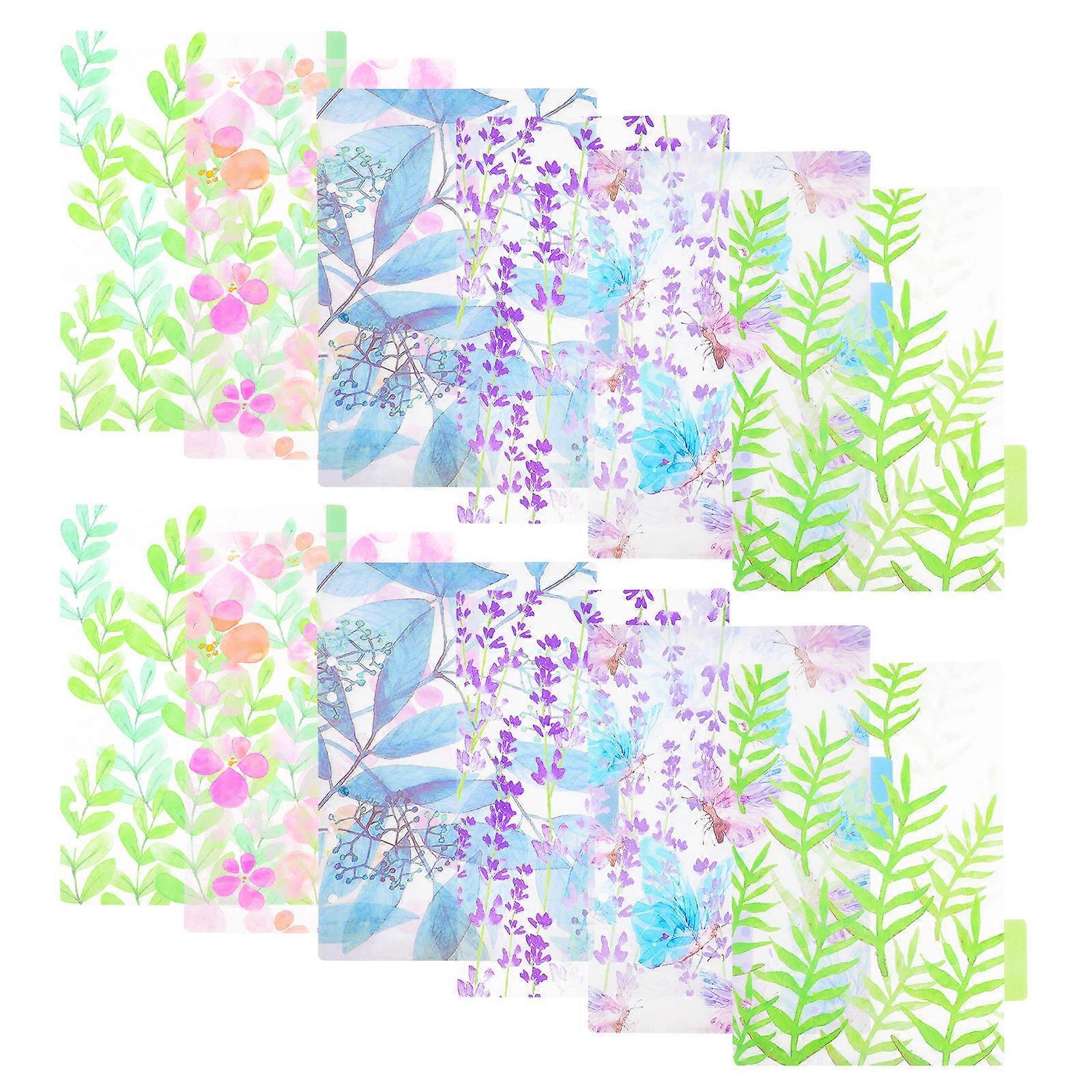 12stk fanedelere A5 bindemiddelindeksdelere blomstermønster bindemiddelindeks sideindeksfane ringbinddelere