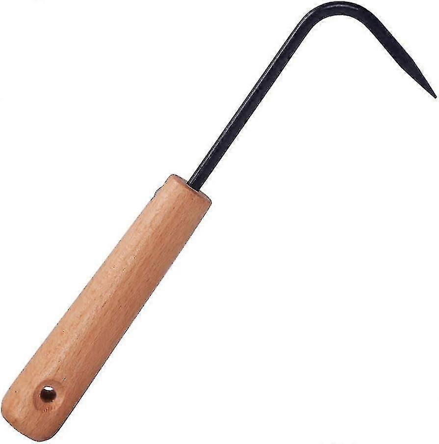 Manual Weeder Tool - Manganese Steel Hand Digging Hoe with Ergonomic Wooden Handle for Gardening, Weeding, Soil Loosening - 1 Piece