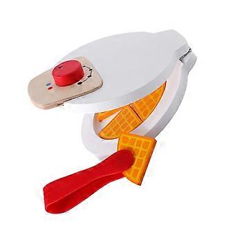 Máquina de panquecas de madeira educativa para crianças, branca.