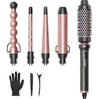 5 in 1 Lockenstab-Set mit Lockenstab und 4 Keramik-Lockenstäben (Roségold)