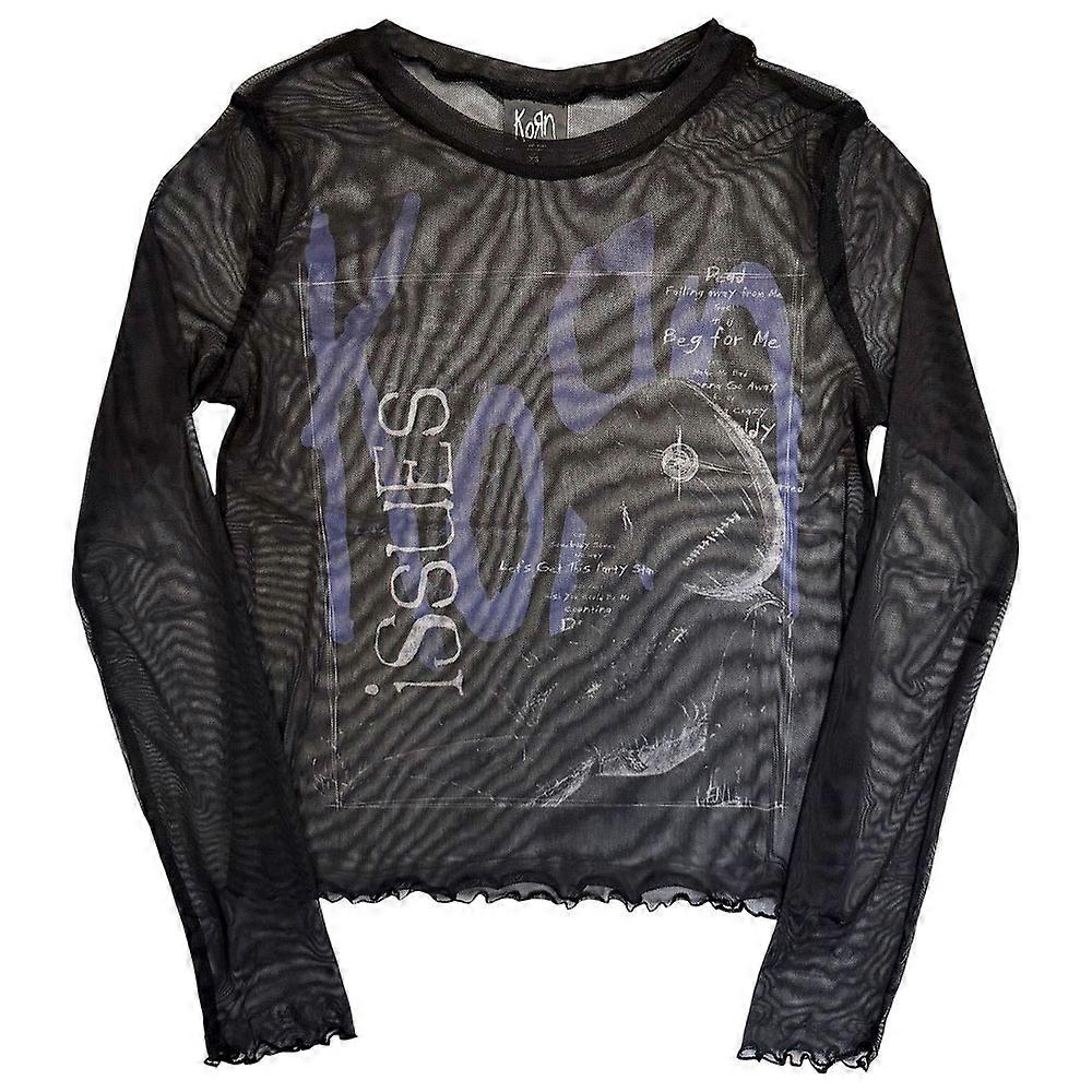 Korn Issues Boxed band Logo Mesh Crop Top