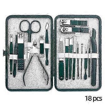 Stainless Steel Nail Clipper & Manicure Tool Kit with Case - 18pcs Grooming Set for Home & Travel
