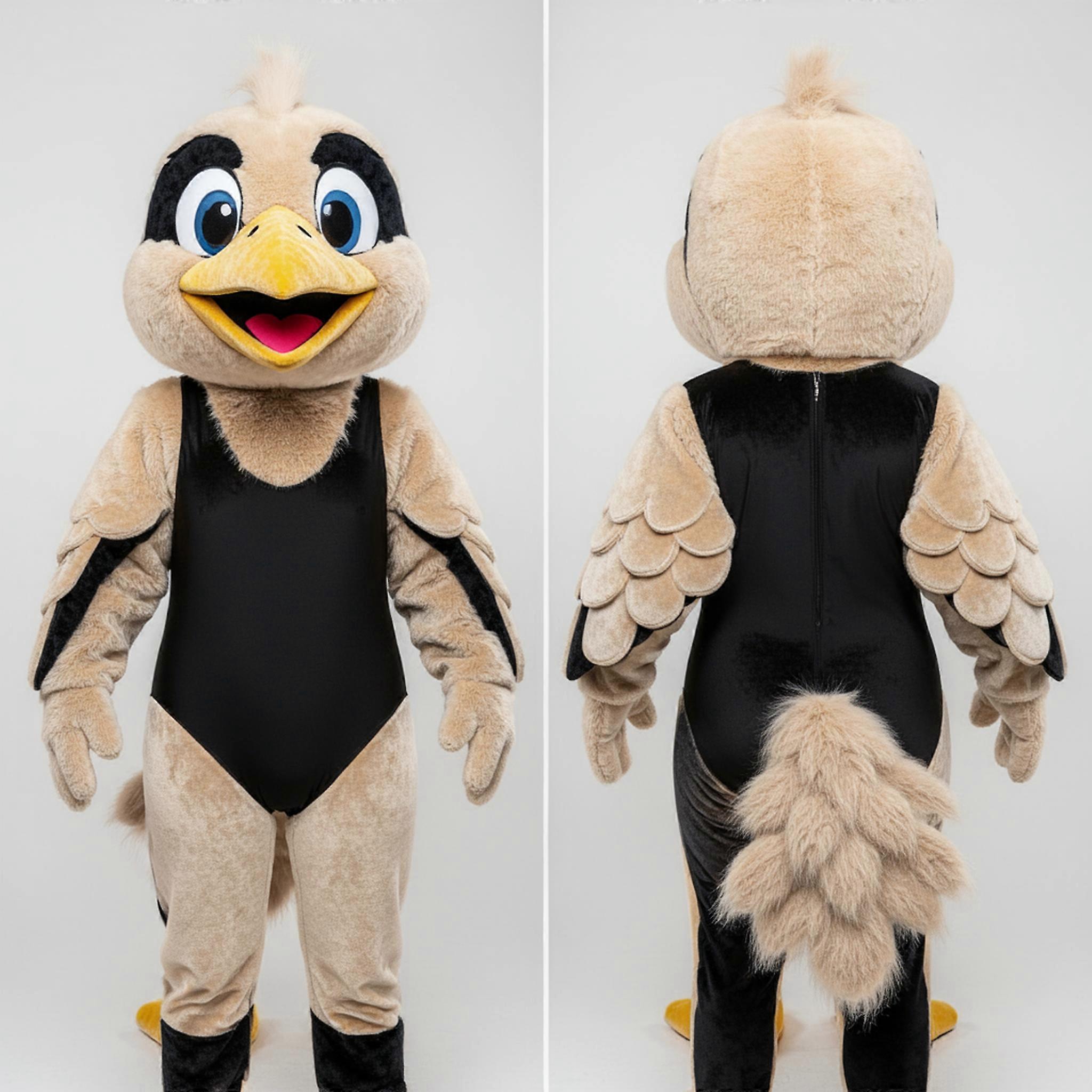 MASTICOT Beige Feathered Blackbird Mascot