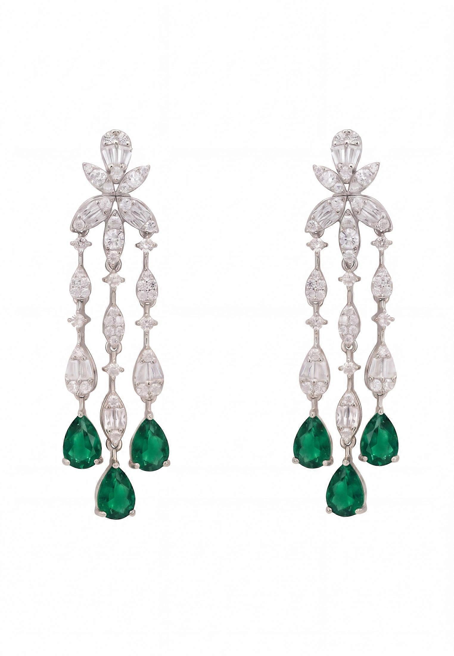 Duchess Emerald Drop Earrings Silver