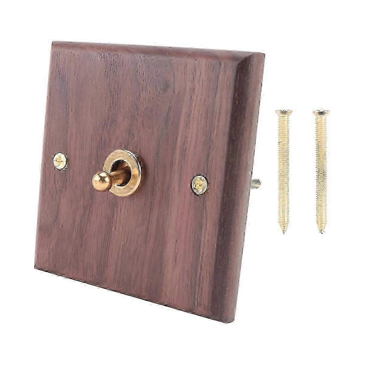 Solid wood brass switch for antique lighting, industrial toggle plate