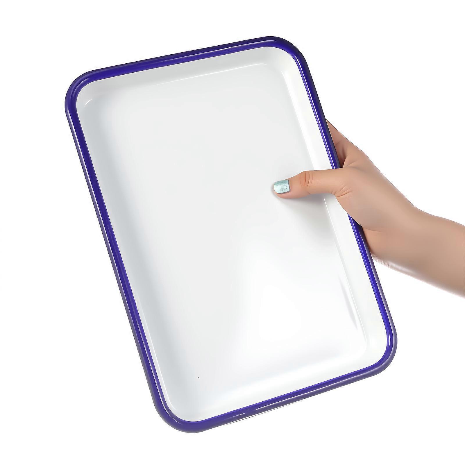 Multi-Functional Enamel Baking Pan for Food Baking 4Pcs White