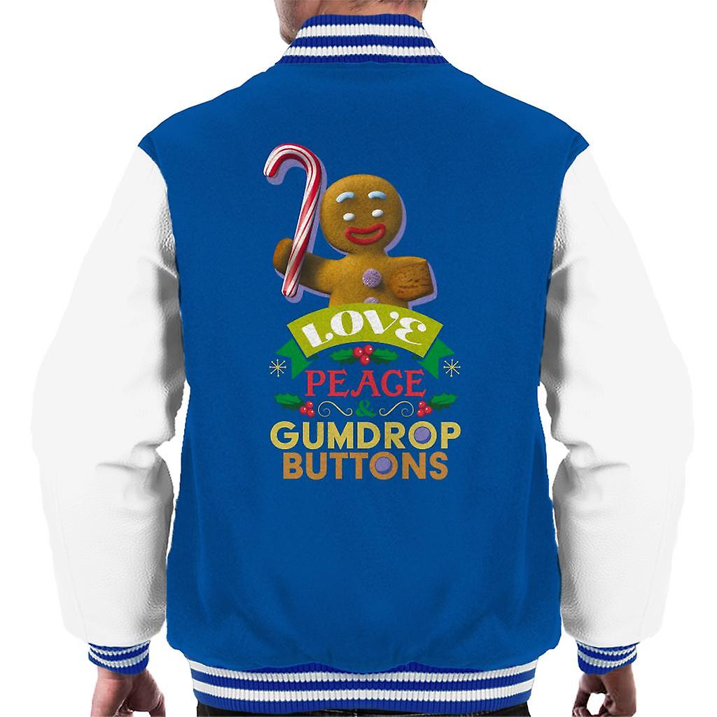 Shrek Christmas Gingerbread Man Love Peace Gumdrop Buttons Men's Varsity Jacket