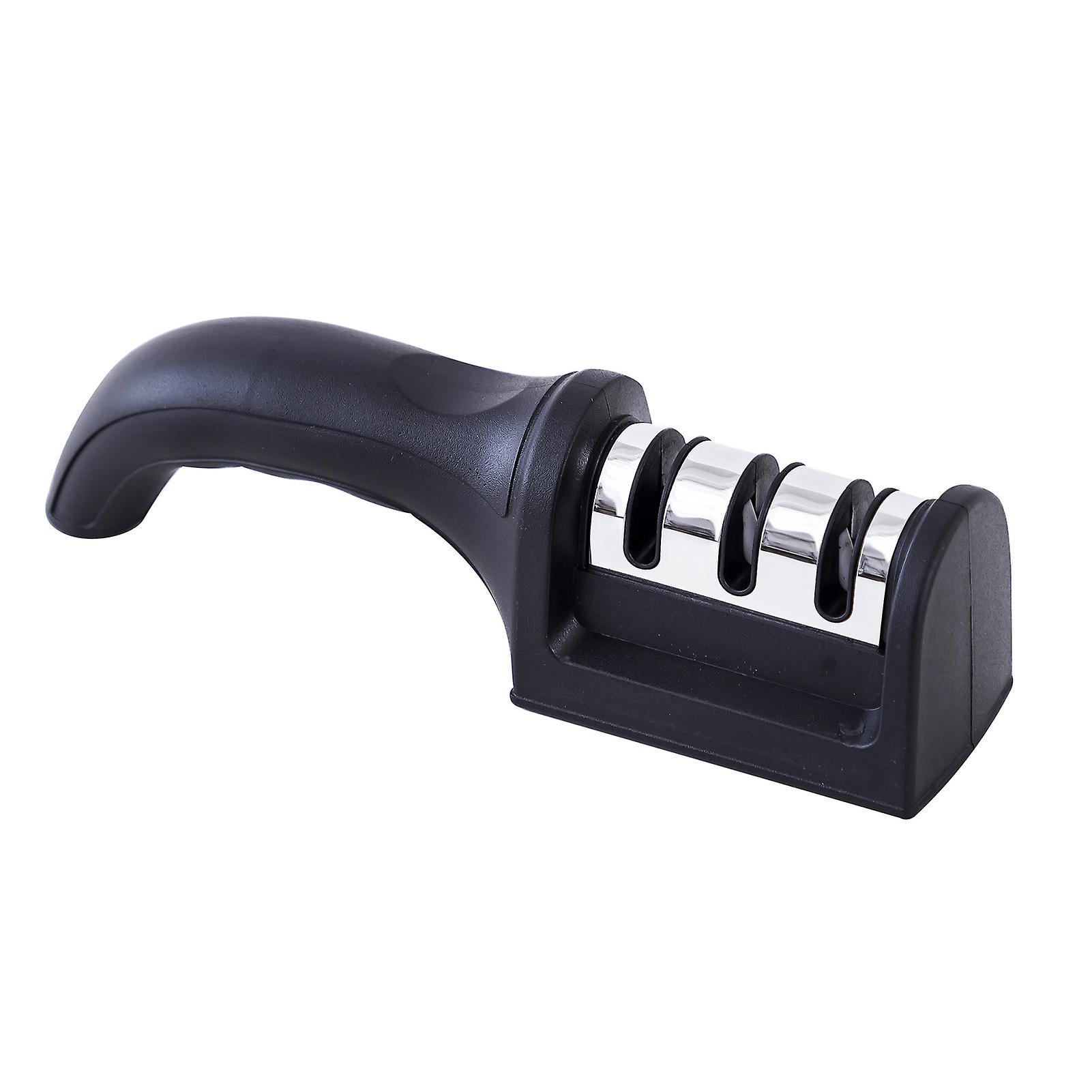 Black Kitchen 3 Stage Blade Knife Sharpener Ergonomic Comfortable Using Knife Sharpening Tool
