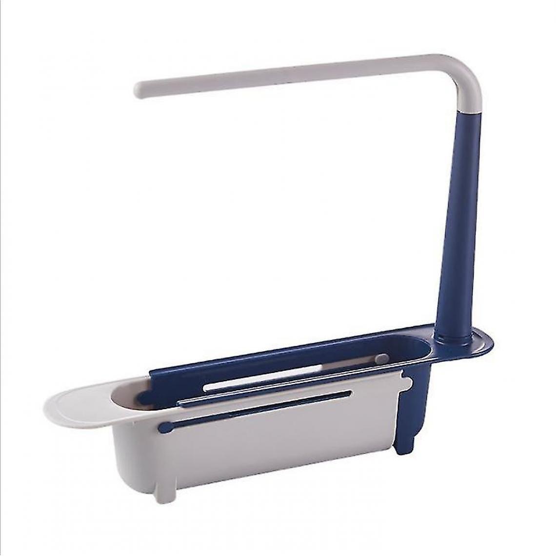 Telescopic Sink Clips Expandable Kitchen Sink Organizer Shelf Sponge Ornament Stick (blue)
