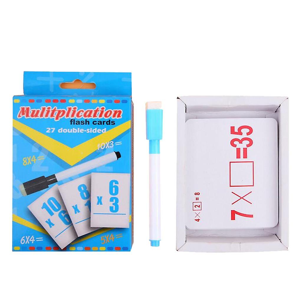 27 قطعة من بطاقات فلاش حسابية تعليمية مزدوجة الوجهين مع مضاعفة قلم قابل للمسح