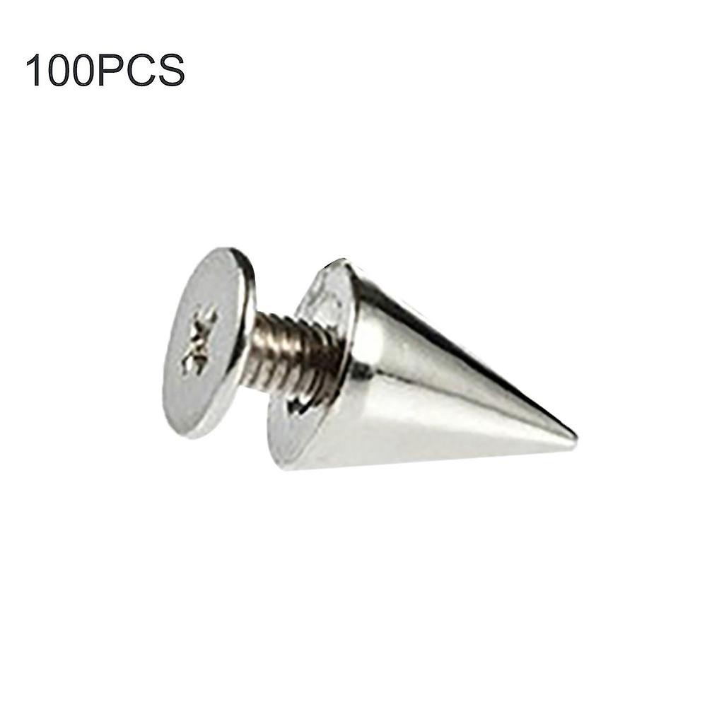 100pcs 9.5mm Punk Silver Cone Spikes Screwback Studs Diy Craft Cool Rivets