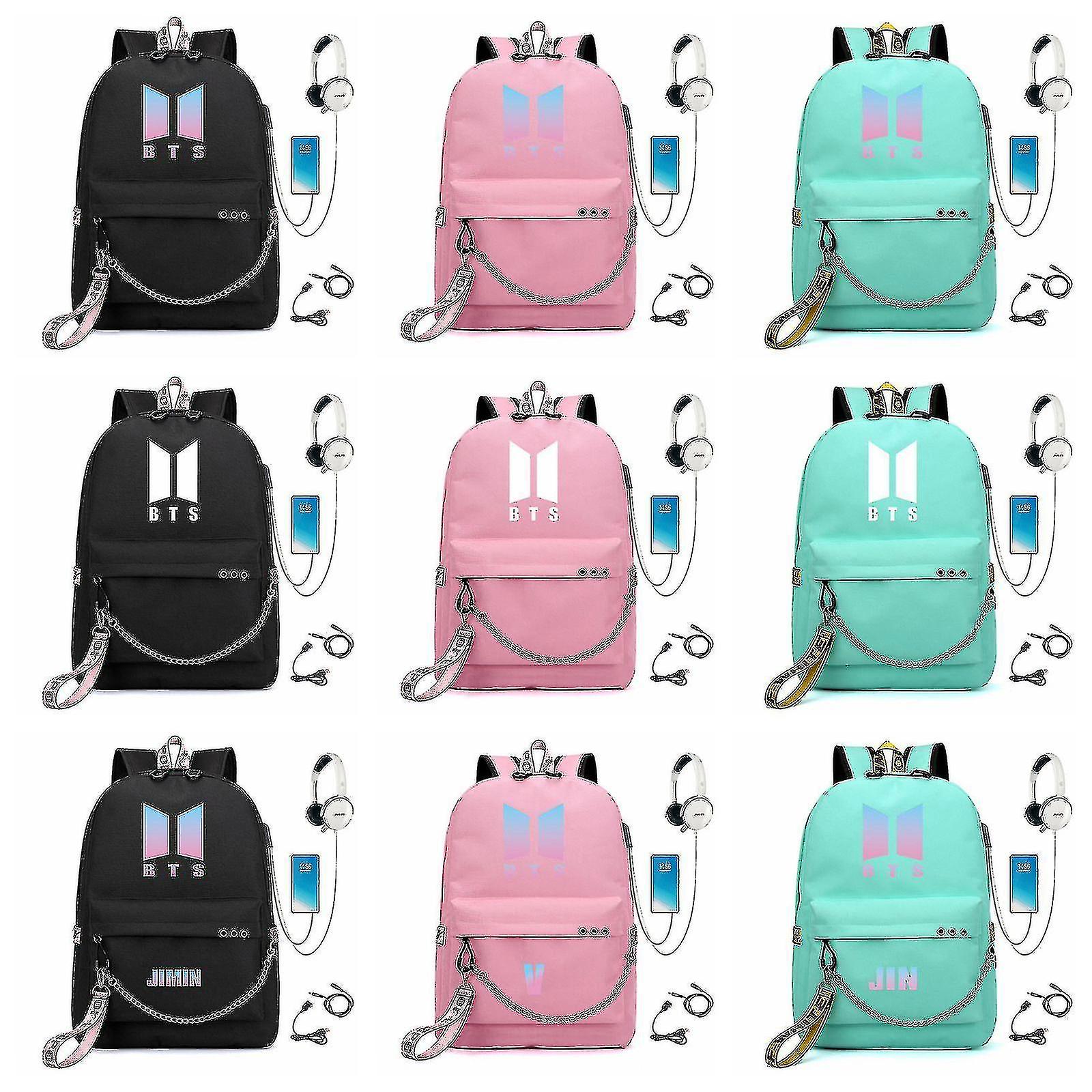 Bts Backpack Cute Usb Charging School Bag