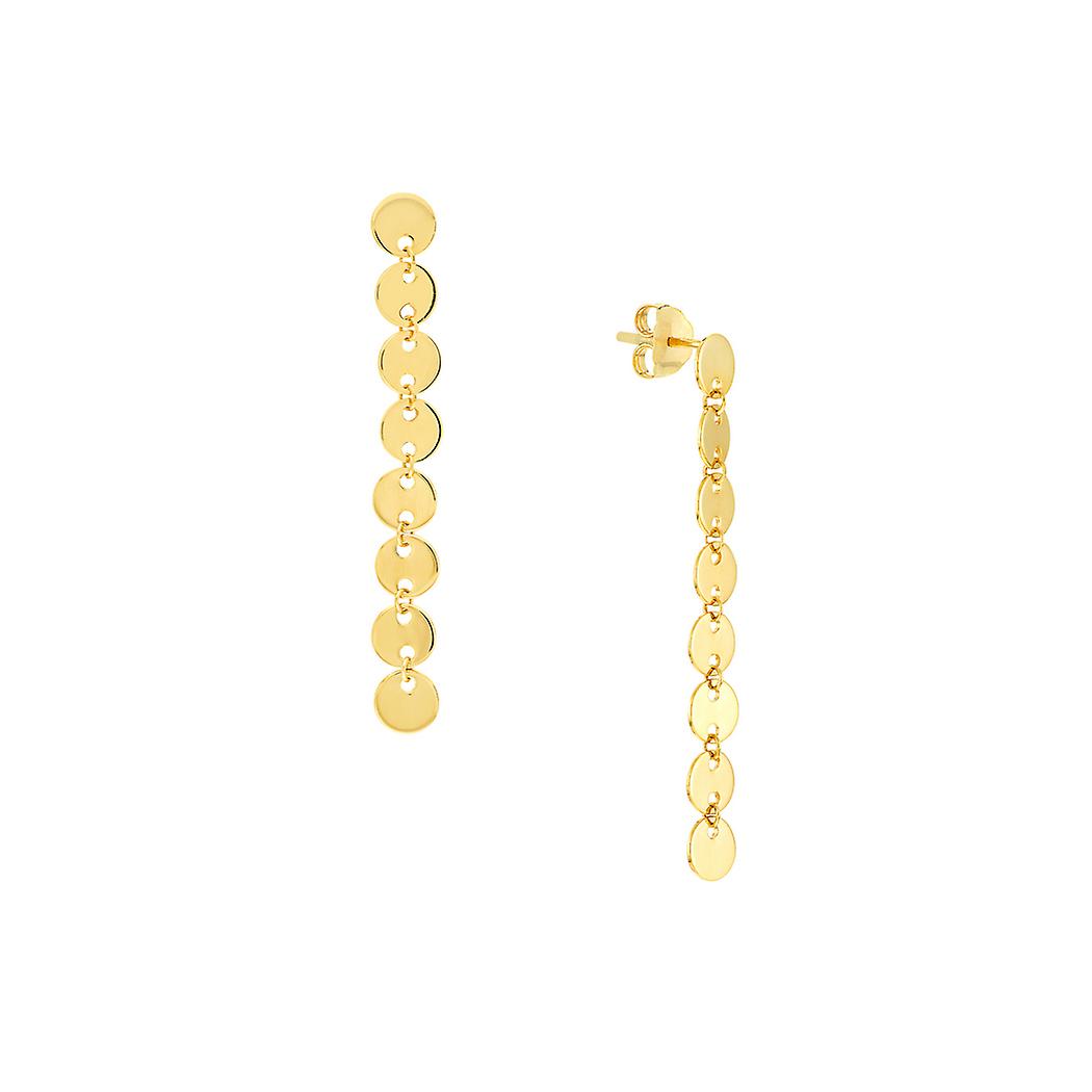 14k Solid Yellow Gold 7 Pc Dangle Disk Chain Earrings Dangle Earring for Women and Men