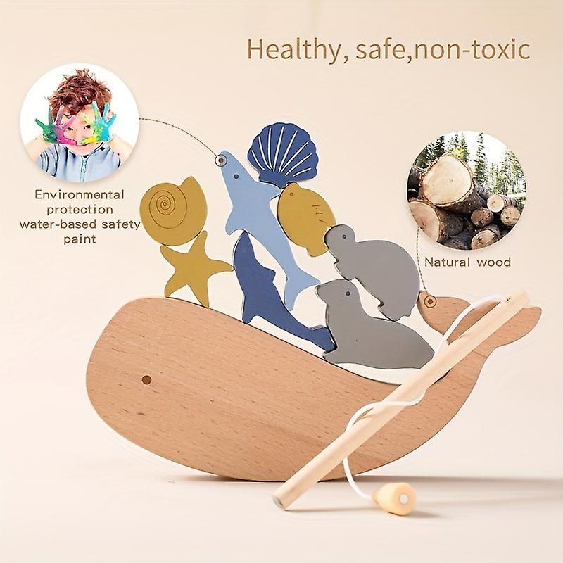 Train Your Child S Hand-eye Coordination With This Fun Wooden Animal Stacking & Sorting Fishing Toy!