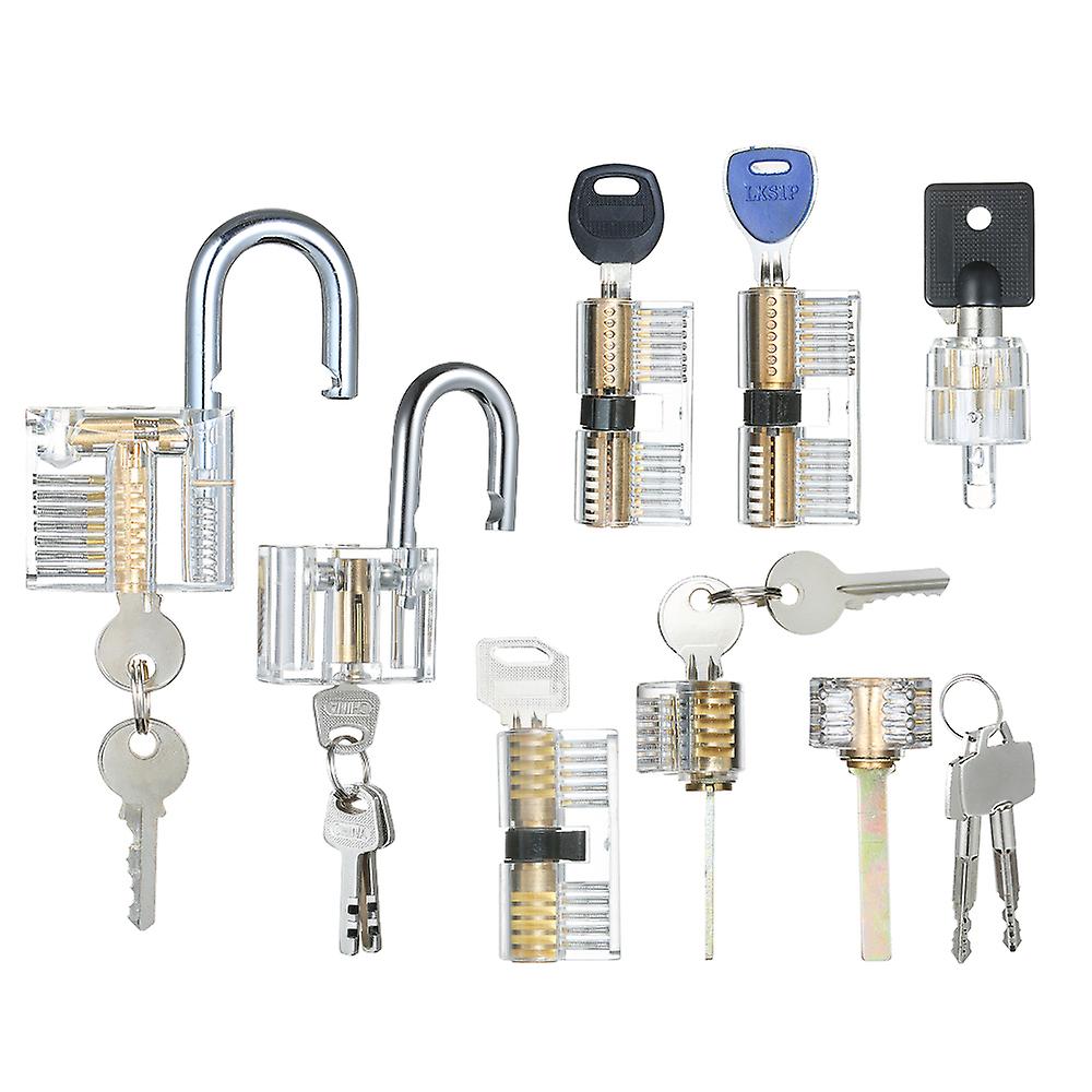 8 Pcs Visible Practice Lock Set Transparent Padlock Tubular Lock