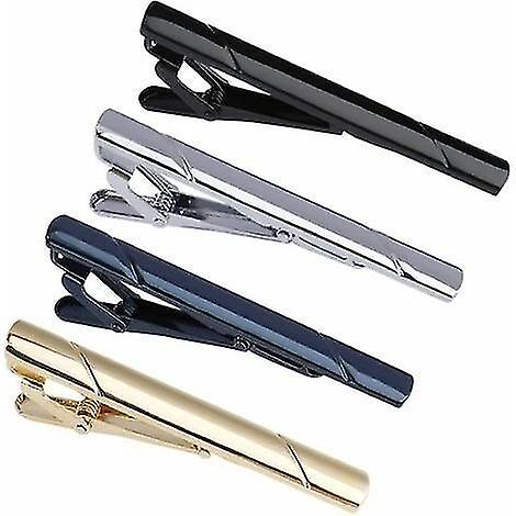 4pcs Tie Clip-silver-navy-black-gold