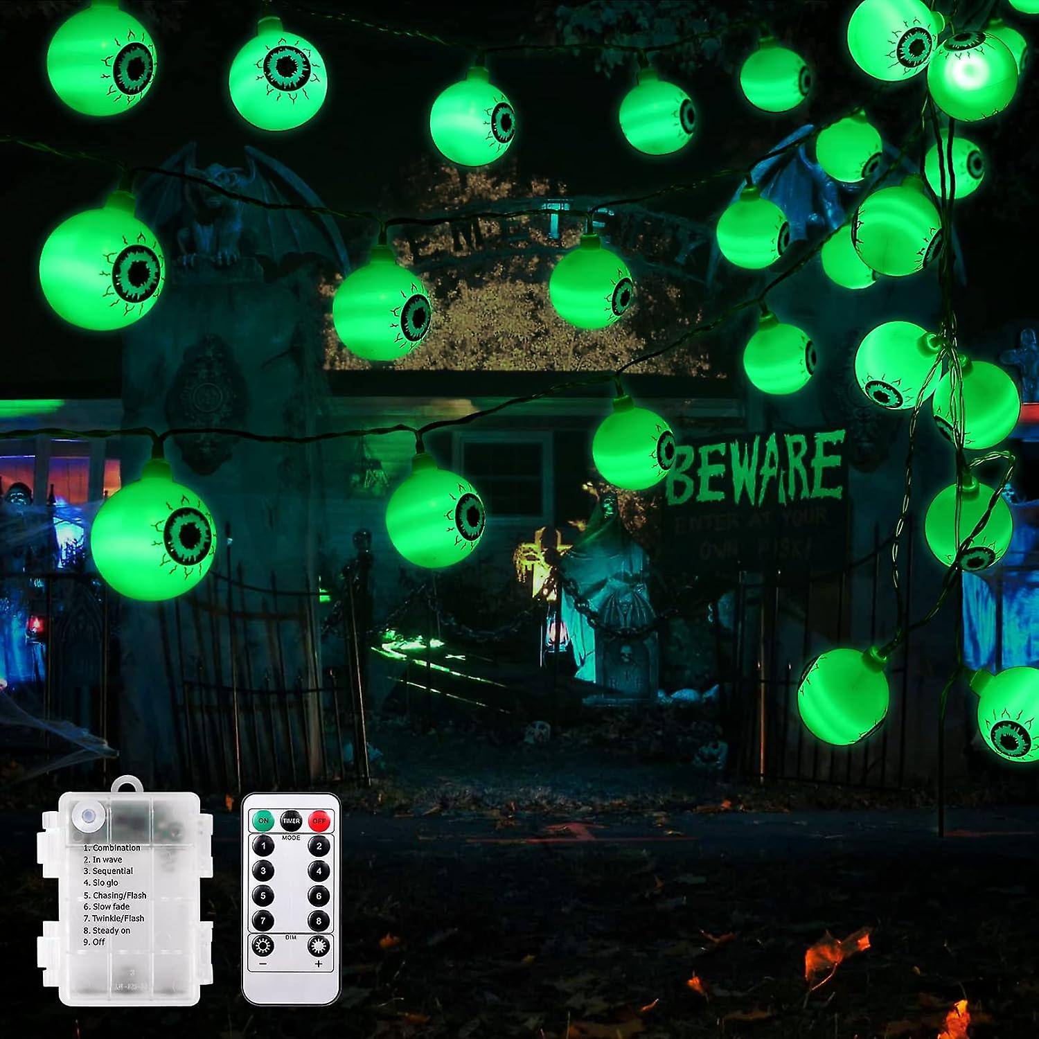 Halloween Lights, 30 Led Waterproof Halloween Eyeball String Lights, Holiday Decoration Scary With 8 Modes Steady/flickering Lights, Halloween Indoor/