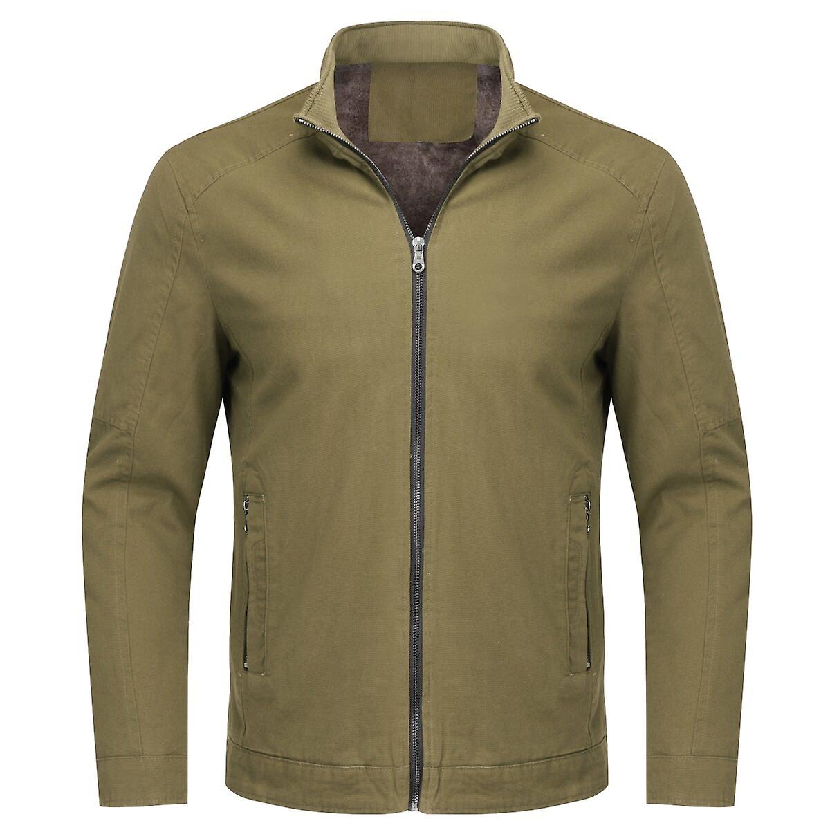 Sliktaa Mens Thickened Interior Plush Casual Zip Jacket