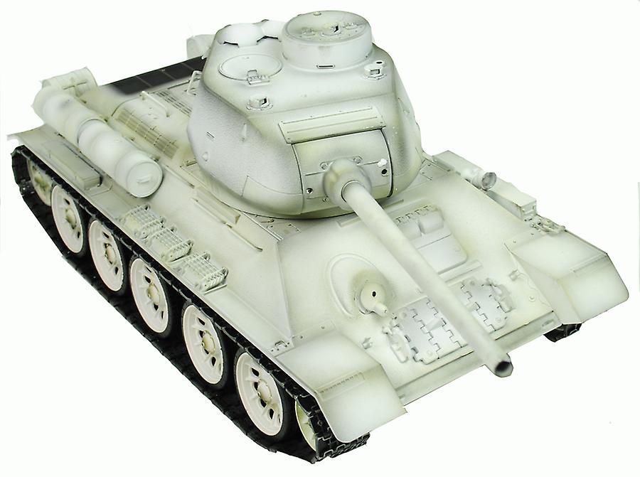 Taigen Handmålad RC Tank T34/85 Vit Vinter Camo - Full Metal - 360 Turret