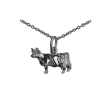 Silver 11x16mm Cow Pendant with a rolo Chain 24 inches