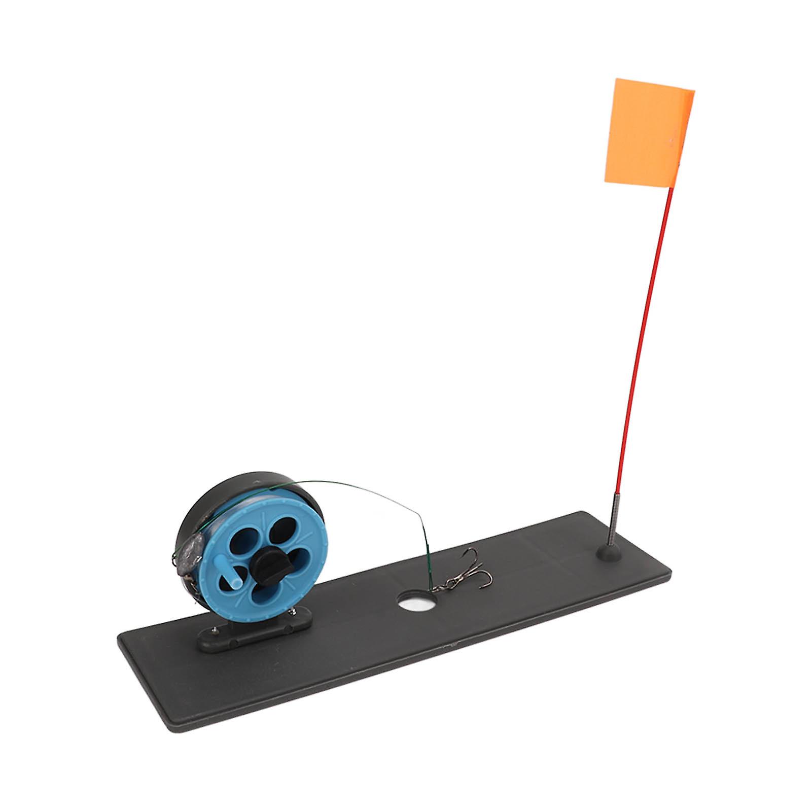 Ice Fishing Pole Flag Pole Portable Ice Fishing Rod Reel Combo with Flag Floating Base for Winter Fishing