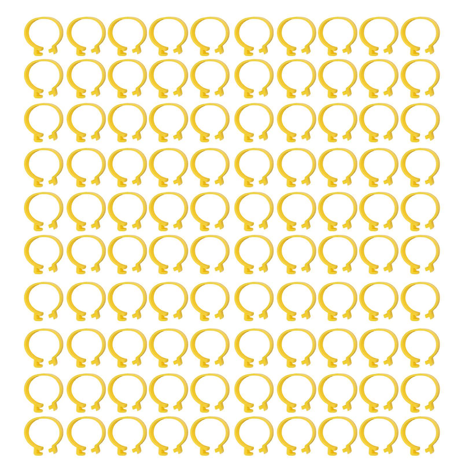 100PCS Chicken Ankle Rings Reusable Plastic Duck Leg Bands Clips For Breeding Chickens Ducks Geese Yellow 25mm/0.98in